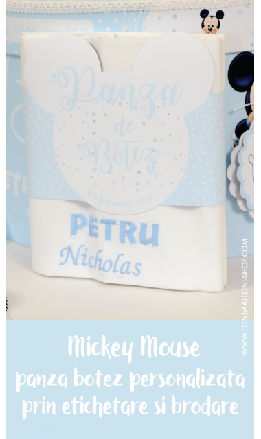 Trusou botez cu Mickey Mouse broderie customizata Mickey Baby Blue 4